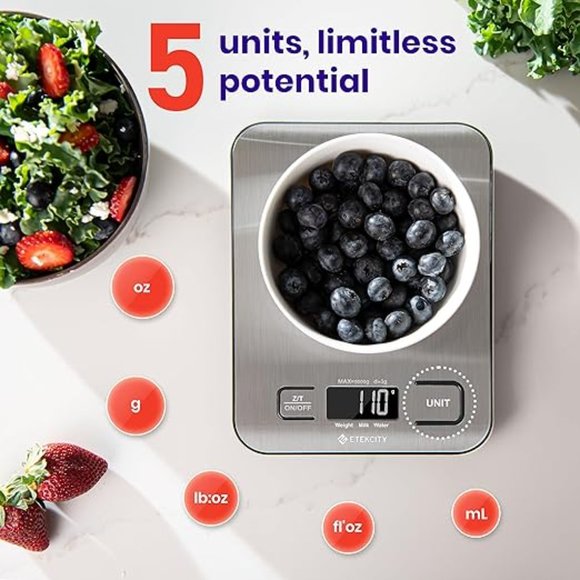 Etekcity Food Scale, Digital Kitchen Scale, 304 Stainless Steel - Picture 3 of 5
